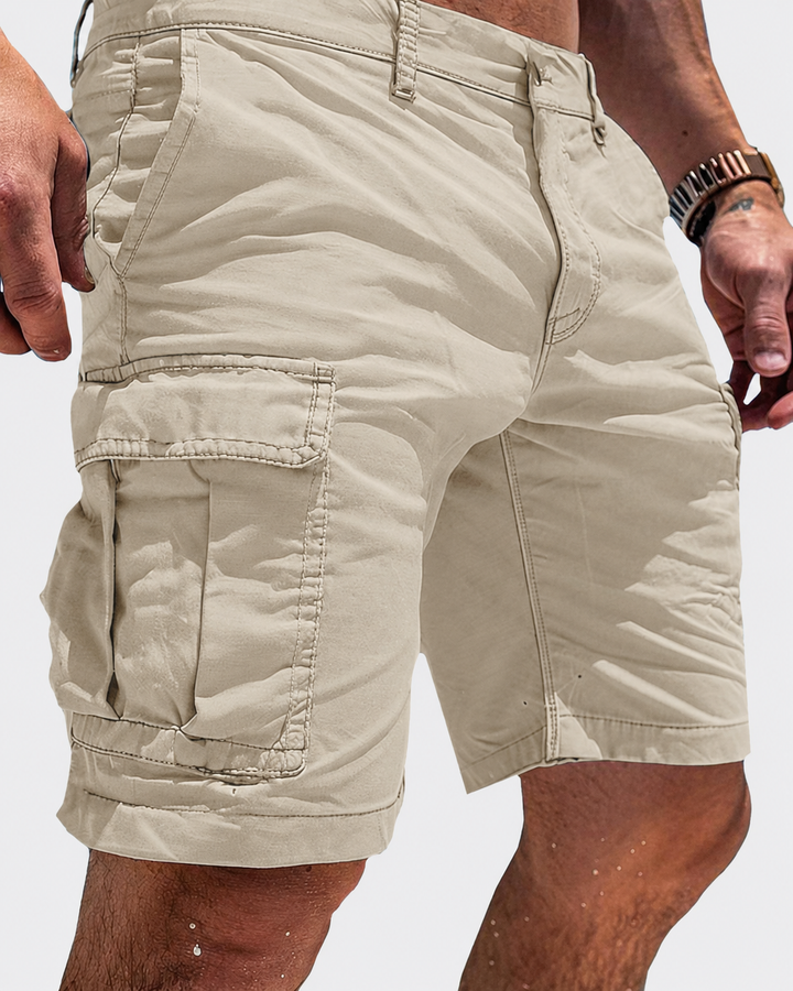 Men's relaxed fit cargo shorts with multiple pockets, ideal for outdoor adventures & casual summer wear.