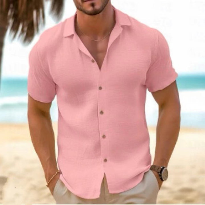 Everyday men's relaxed fit collared short sleeve shirt, essential for casual comfort and style.