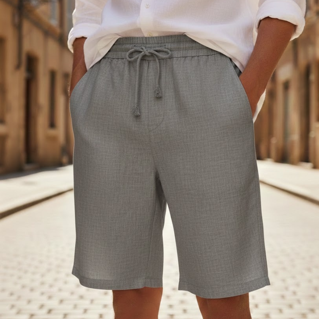 Men's relaxed fit drawstring shorts in blue, perfect for summer casual wear and everyday comfort.