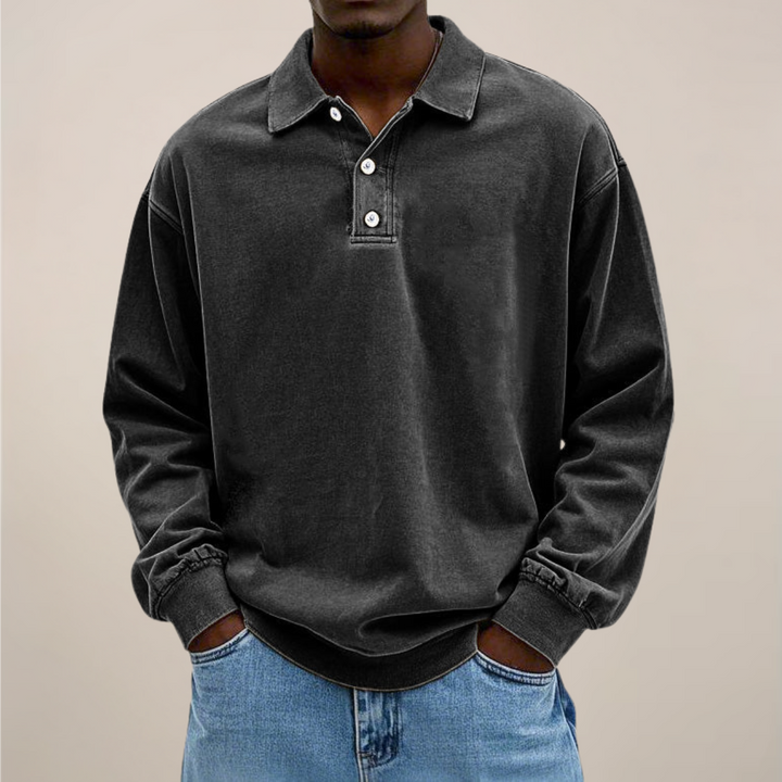 Everyday classic men's long sleeve polo shirt. Relaxed fit design, a smart casual wardrobe staple.