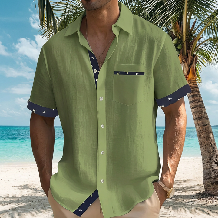 Modern men's relaxed fit shirt for summer, a stylish short sleeve top for casual & beach wear.