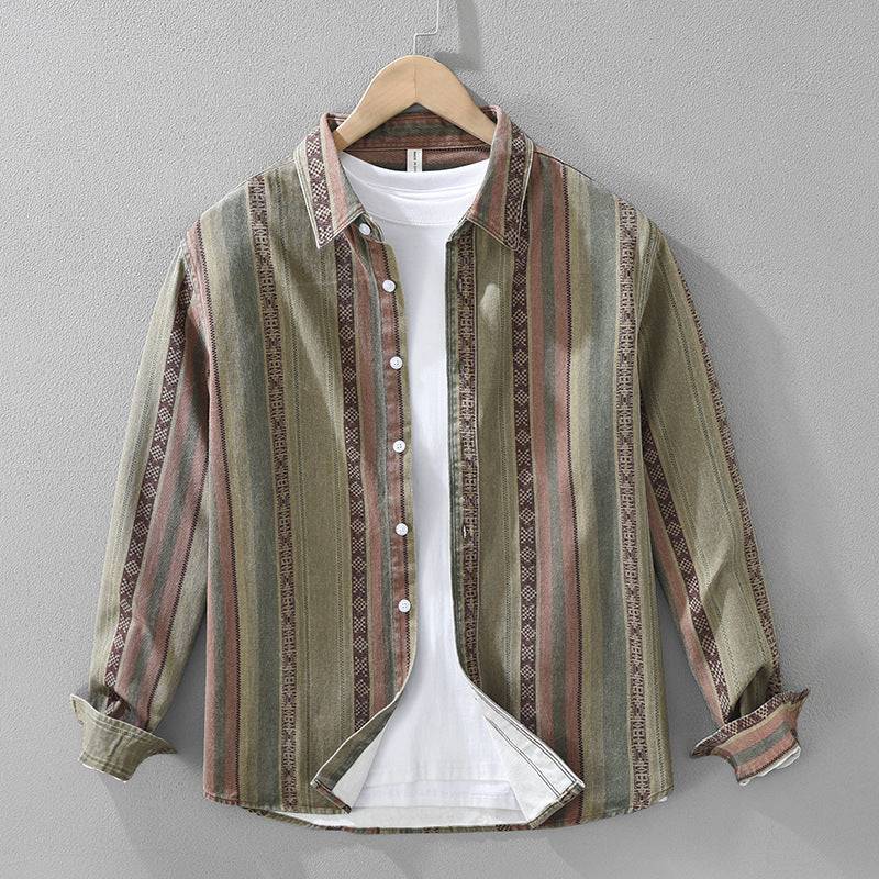 Stylish men's striped Medina shirt with a relaxed fit. Ideal casual button-down for spring, summer outings & resortwear.