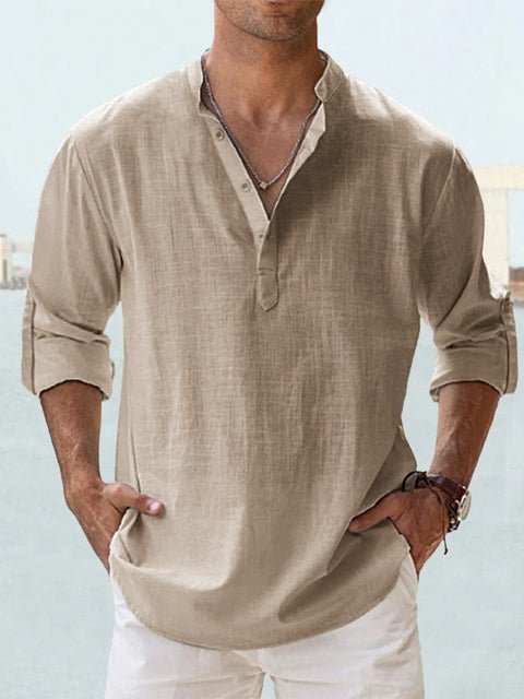 Front view of a men's relaxed fit summer shirt, short sleeve, highlighting casual men's fashion.