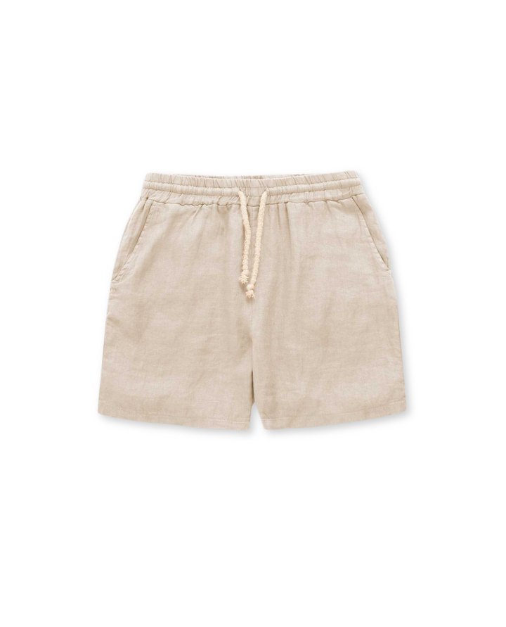 Close-up of comfortable men's drawstring shorts, showcasing breathable fabric & relaxed fit for summer casual wear.