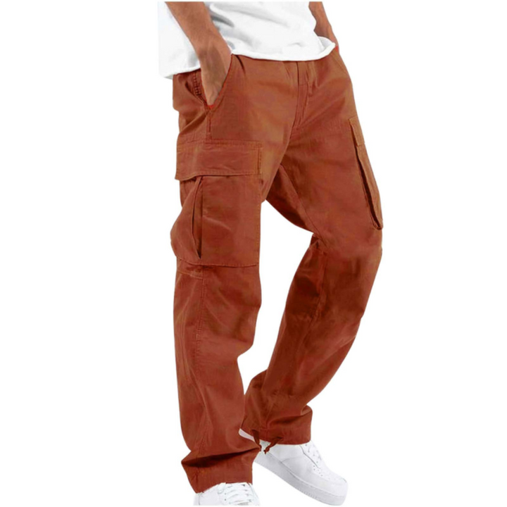 Versatile men's wide leg cargo pants, relaxed fit for outdoor activities or comfortable casual streetwear with ample pockets.