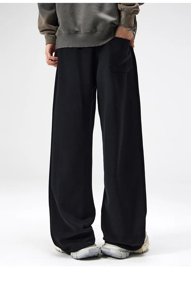 Men's relaxed fit wide leg drawstring casual pants, comfortable & stylish.