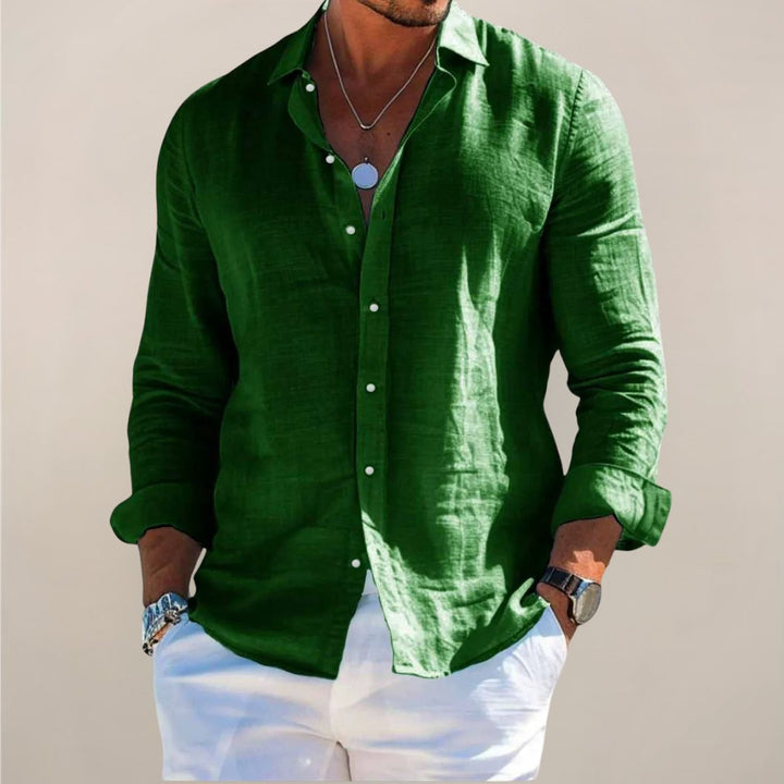 Men's comfortable long sleeve button-up shirt. Relaxed fit for versatile smart casual & daily style.