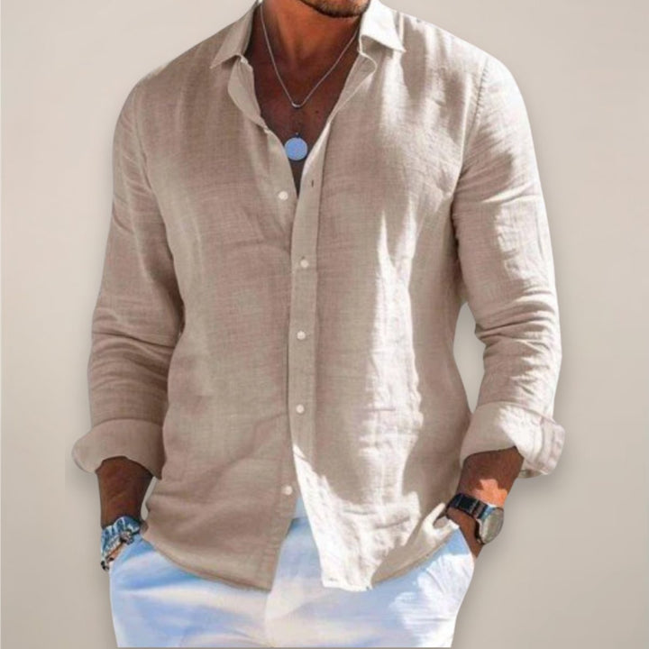 Men's relaxed long sleeve button shirt. Effortless comfort & style for any casual occasion.