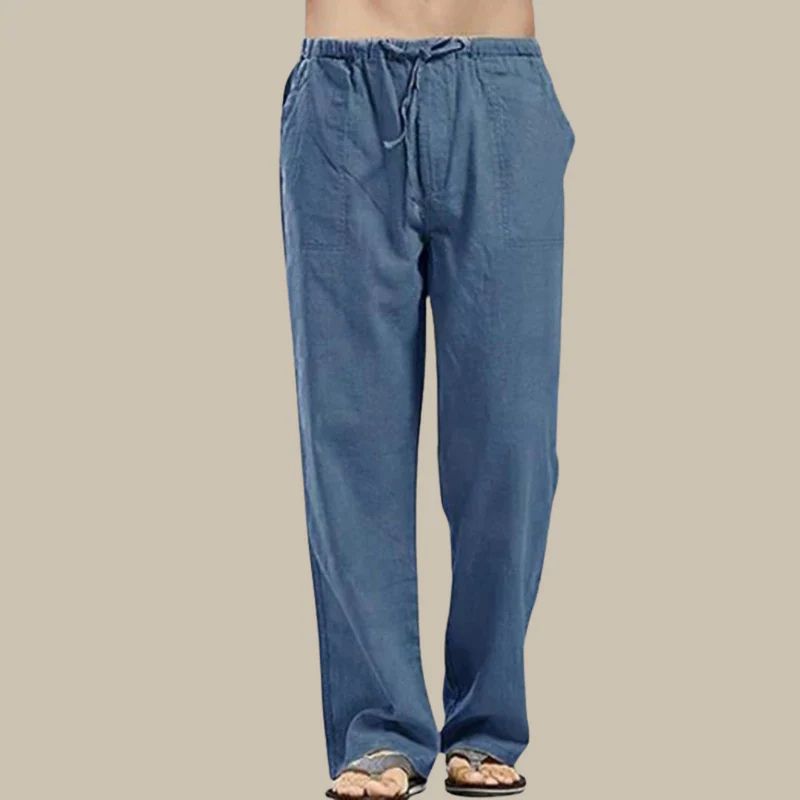 Lightweight men's drawstring summer pants, relaxed straight-cut, for ultimate warm weather comfort.