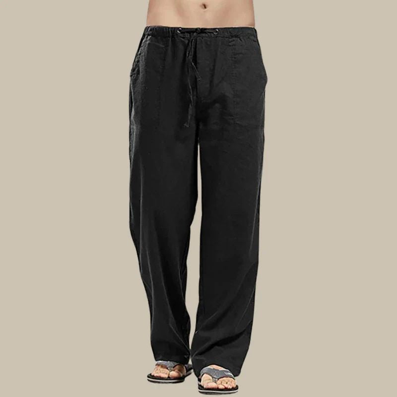 Comfortable, versatile men's relaxed straight-cut drawstring summer pants, ankle-length for warm weather.