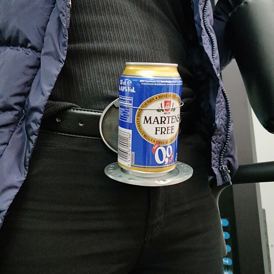 Unique gift for him: Men's retractable beer holder belt buckle, a hands-free party gadget.