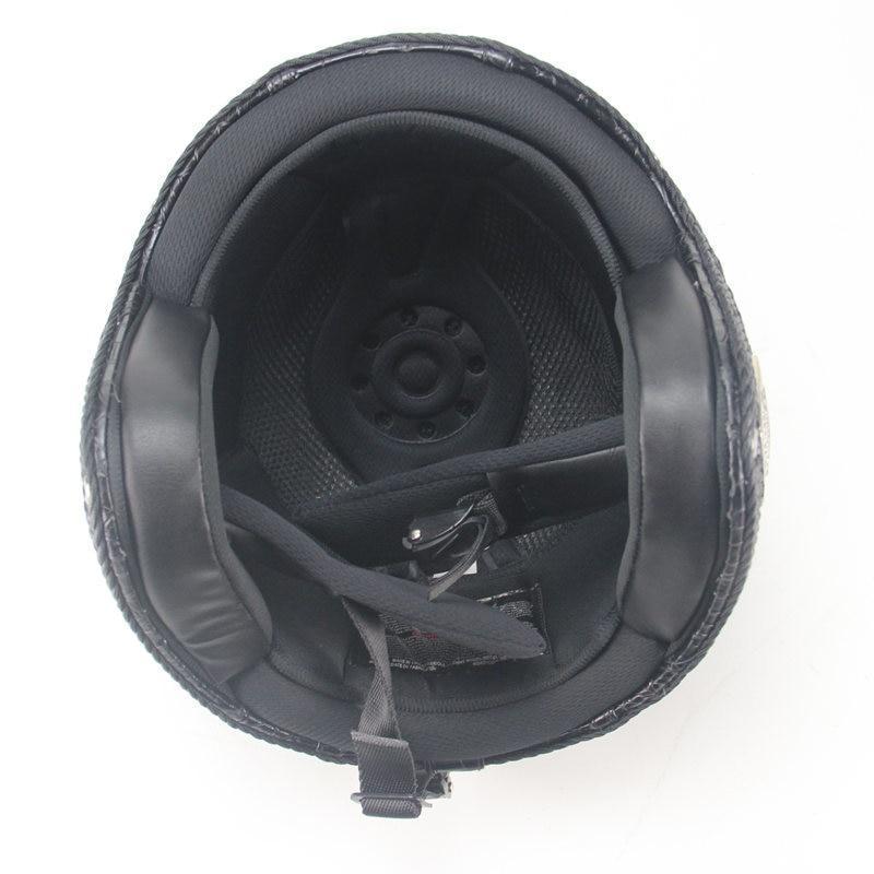 Protective men's retro cruiser helmet, open face design, durable ABS shell, synthetic leather finish.