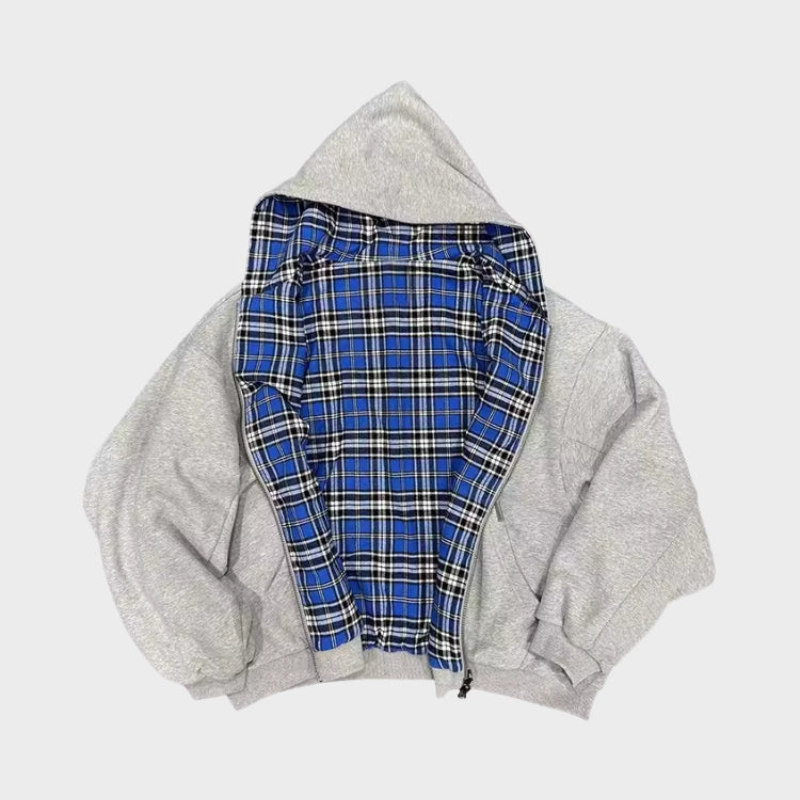 Stylish men's reversible oversized hoodie, a relaxed fit outerwear piece for versatile dual styles.