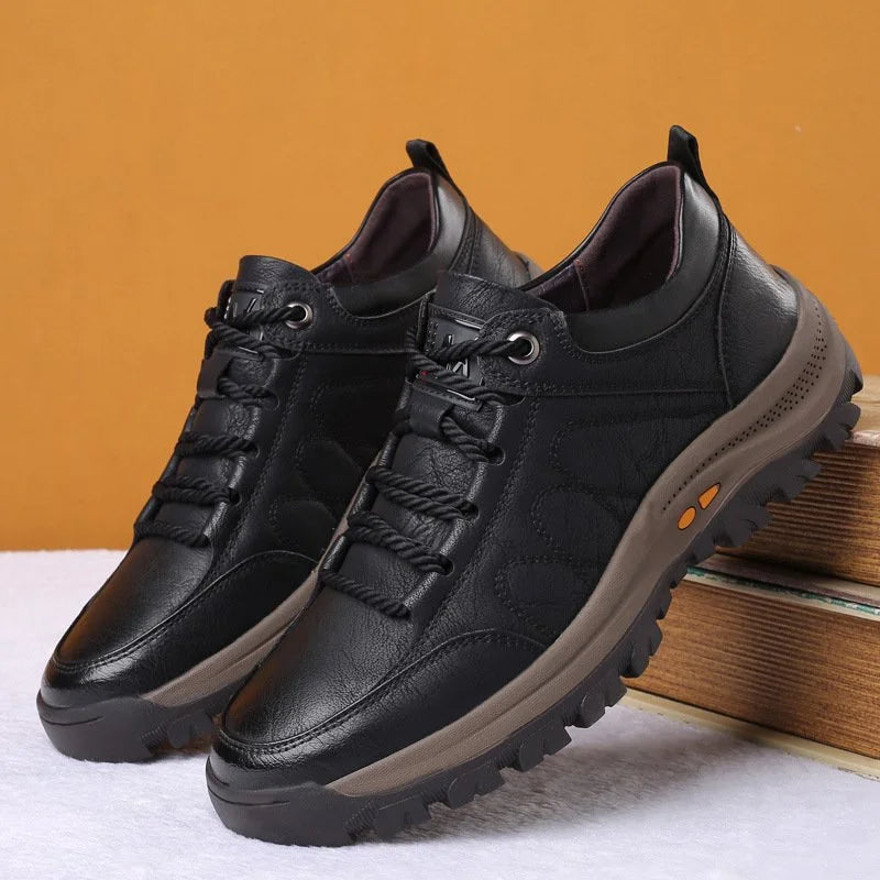 Men's rugged brown leather lace-up casual shoes, designed for all-day comfort and everyday wear.