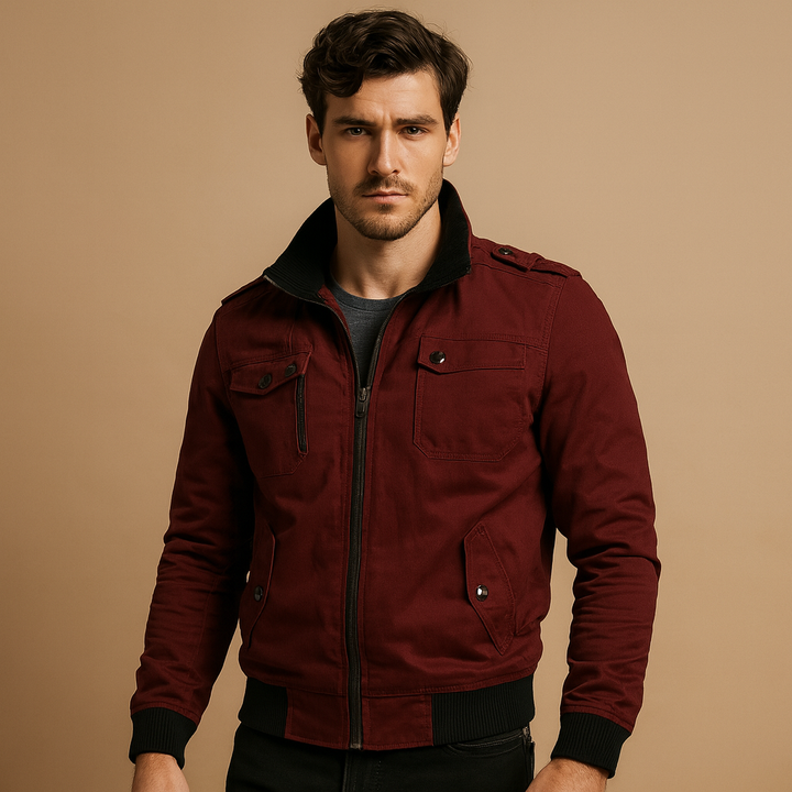 Versatile men's tactical bomber jacket. Rugged, multi-pocket, durable outerwear for outdoor & casual urban style.