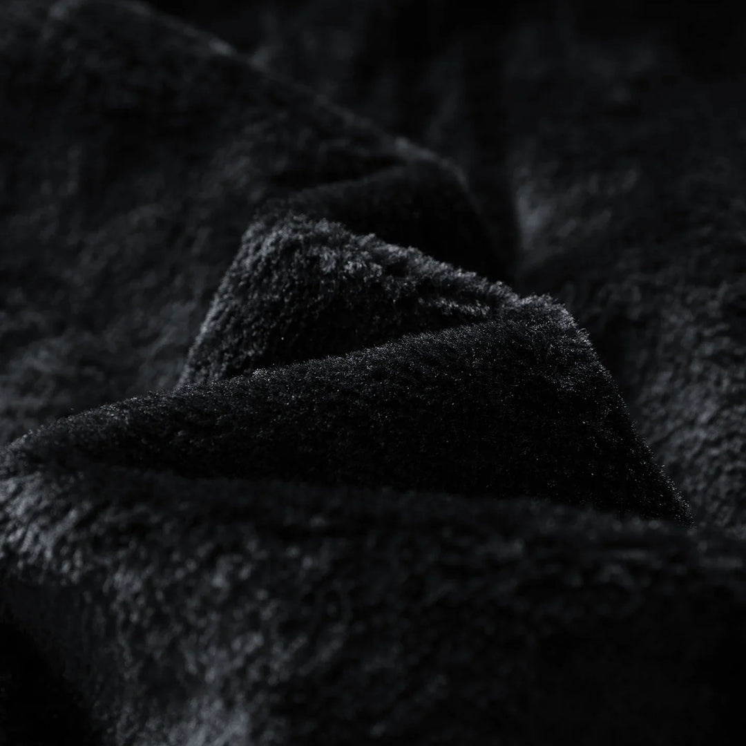 Interior view of a men's full-zip hooded jacket, showcasing the soft sherpa lining