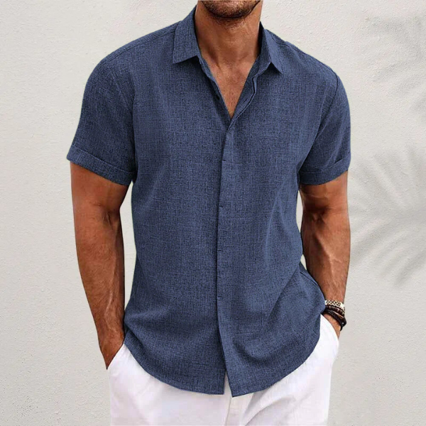 Men's short-sleeve button-down casual shirt in a relaxed fit for effortless style & comfort.