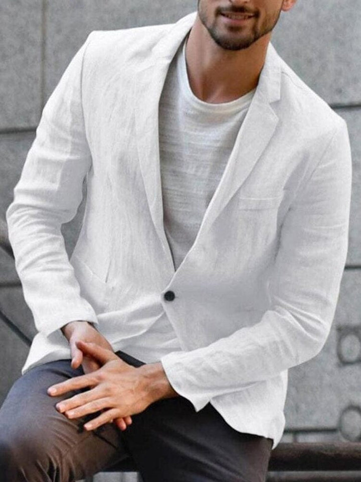 Men's single-breasted summer blazer, tailored for events. Lightweight & stylish formal wear.