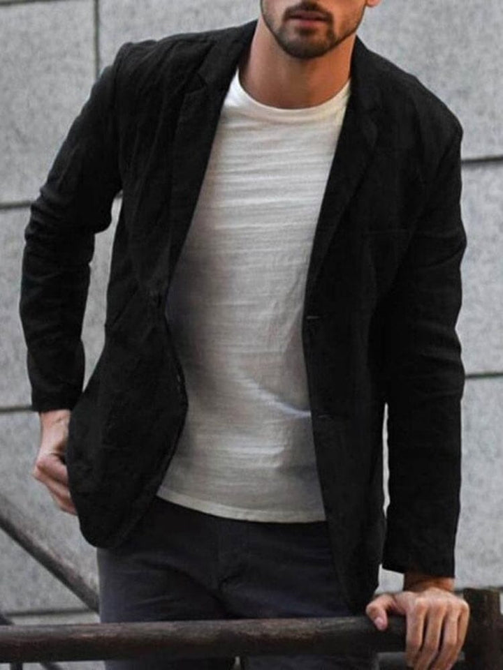 Gray men's single-breasted summer blazer. Lightweight tailored jacket for semi-formal events & fashion.