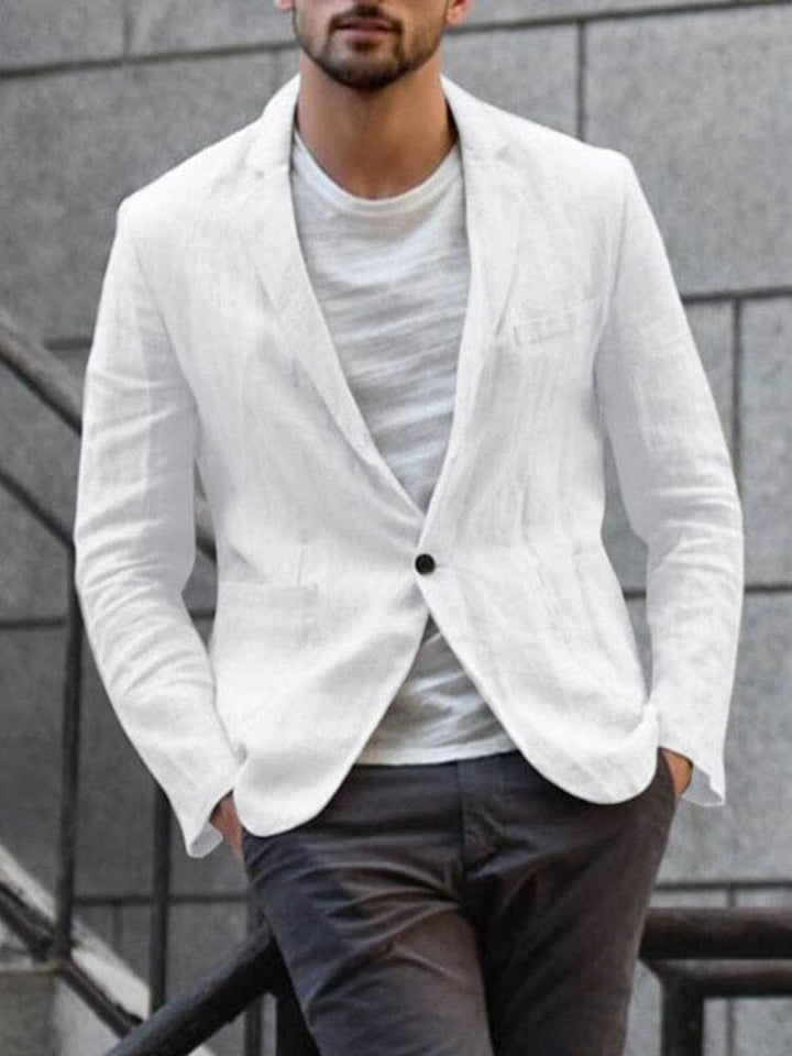 Versatile men's single-breasted summer blazer. Tailored lightweight jacket, great for formal, semi-formal & party wear.