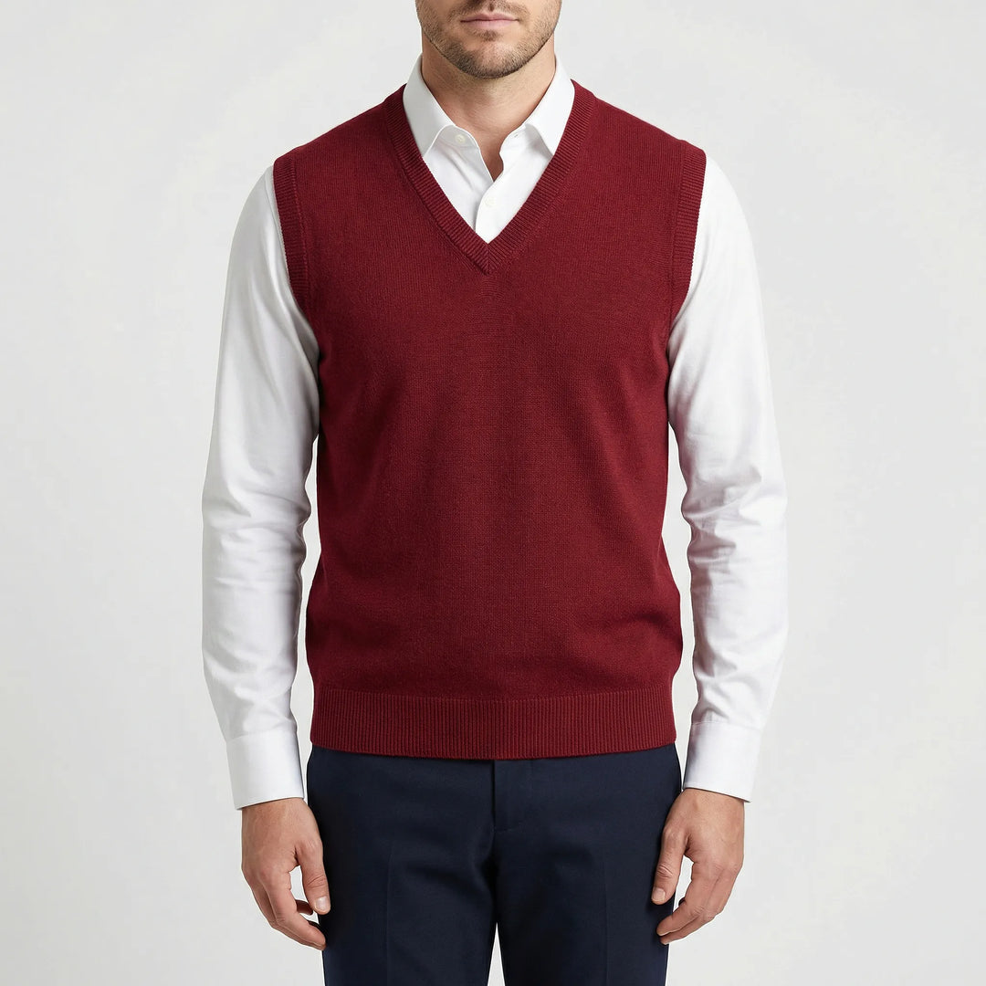 Men's fashion sleeveless vest with a sharp V-neck design. A versatile addition to men's wardrobe.