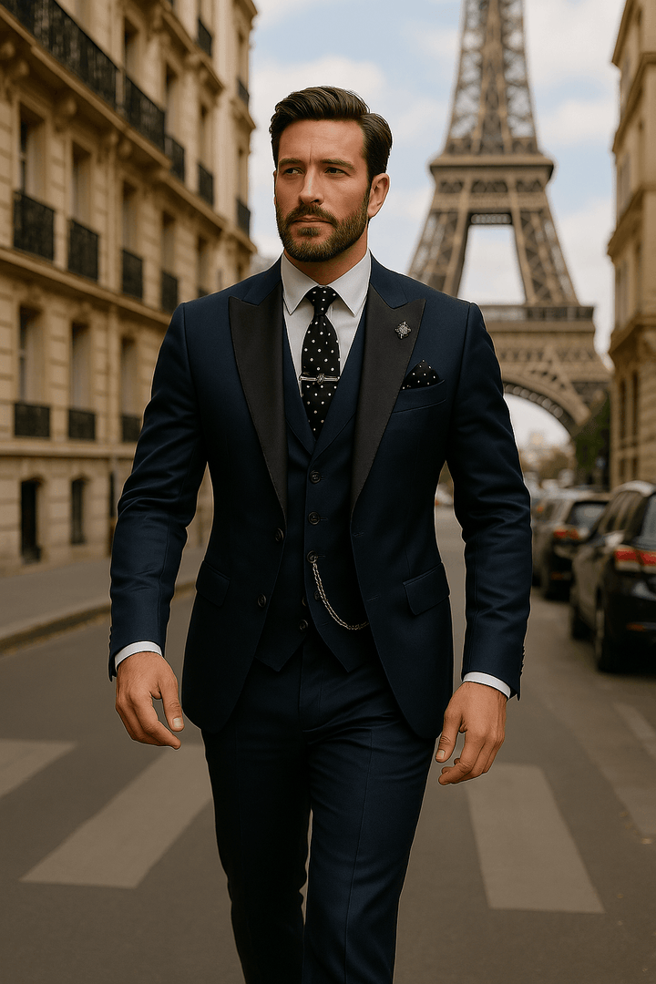 Versatile men's slim fit formal suit for business meetings, parties, and special event attire.