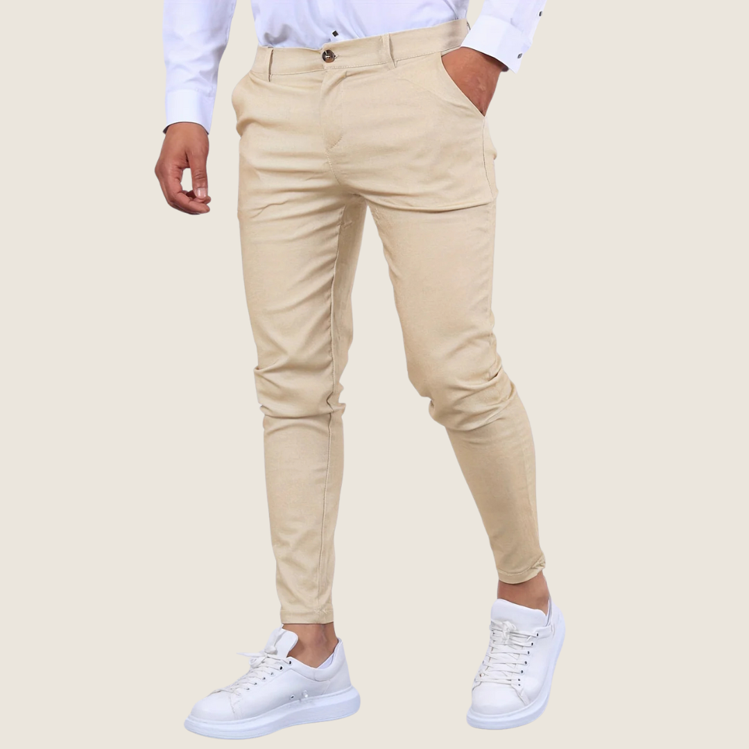 Trendy men's slim fit ankle dress pants, offering a sleek tapered leg for modern smart casual and office wear.