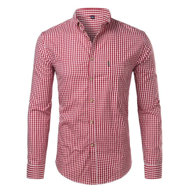 Stylish slim fit men's checkered button down shirt. Perfect for a versatile and contemporary look.