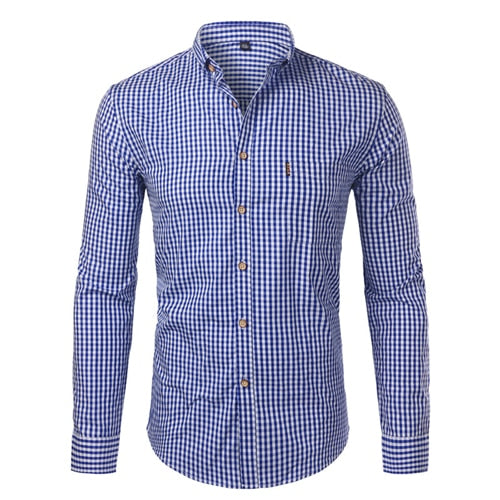 Versatile men's long sleeve checkered button down shirt. Ideal for both casual and semi-formal occasions.