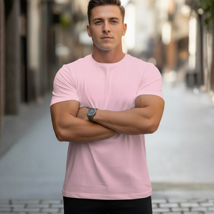 Men's short sleeve crew neck slim fit t-shirt, a versatile everyday basic tee for men's apparel.