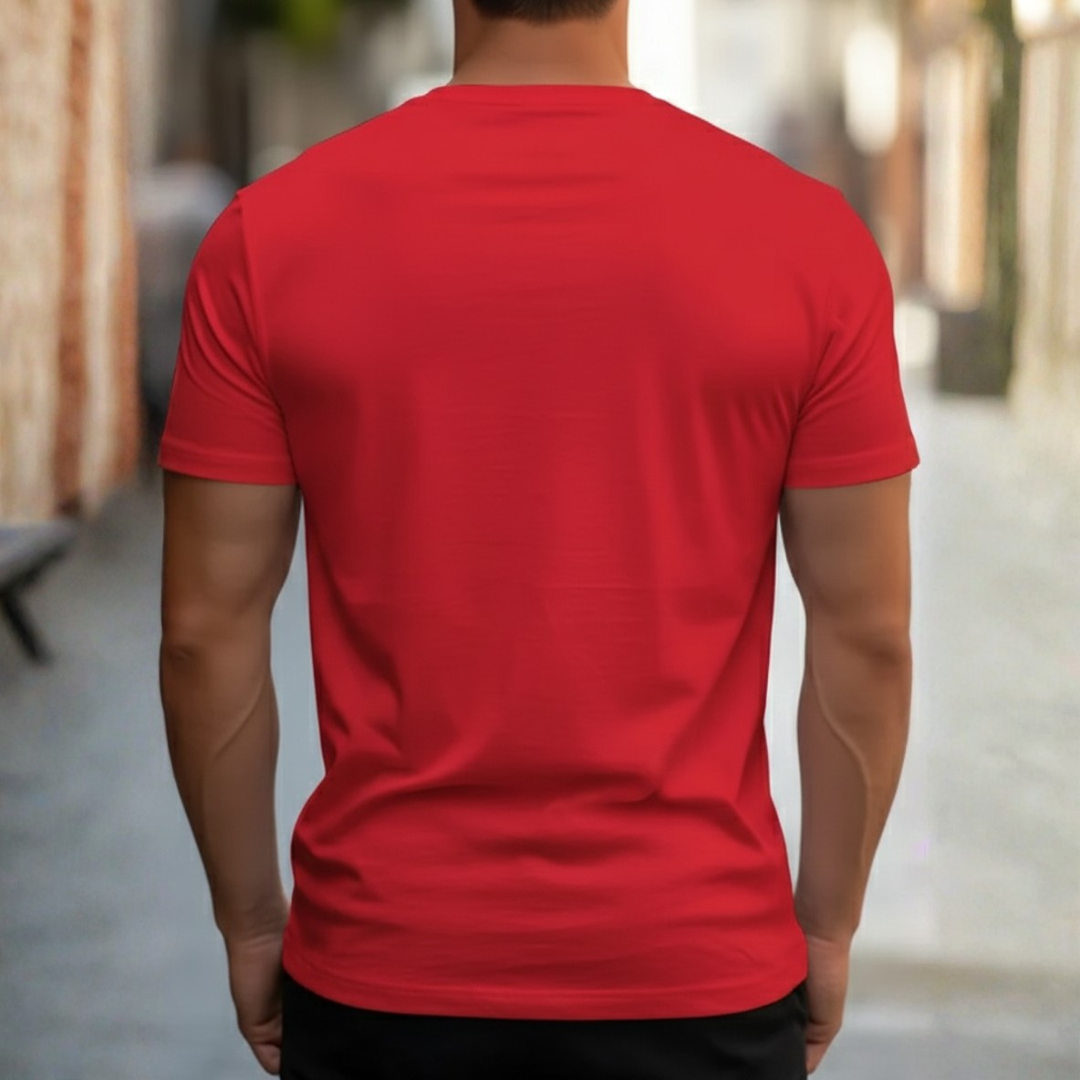 Versatile men's slim fit crew neck tee, ideal for layering or solo wear in spring & summer fashion.