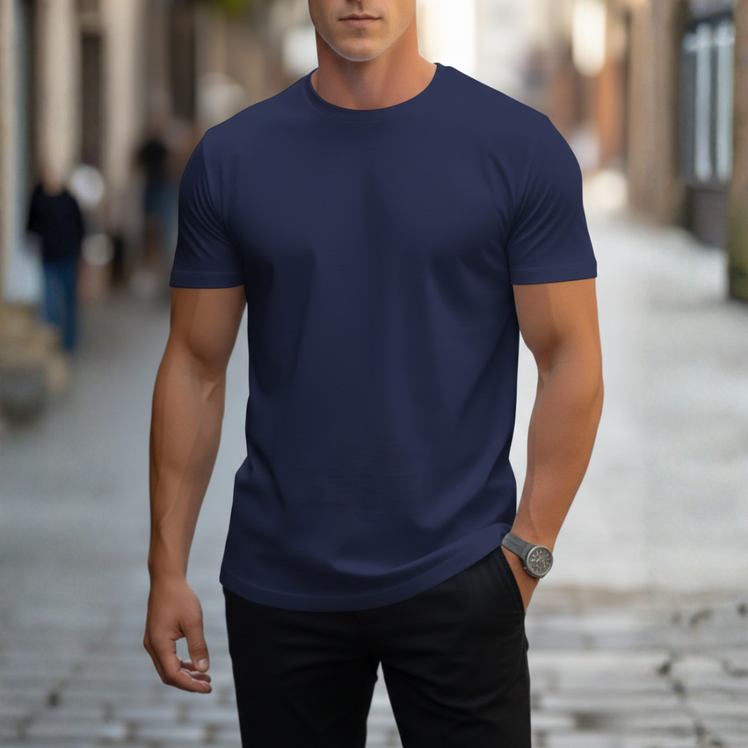 Essential men's slim fit crew neck tee, great for layering or solo for spring/summer casual style.