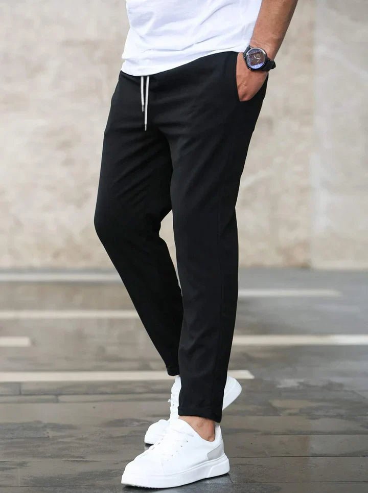 Casual yet smart men's slim fit drawstring chino pants, ideal for work and leisure.