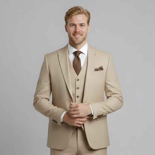 Men's slim fit formal three-piece suit, tailored for weddings & special occasions. Stylish men's fashion suit set.