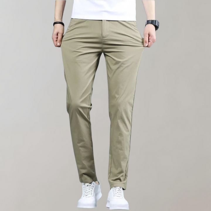 Men's slim-fit khaki casual pants, comfortable & versatile for everyday wear