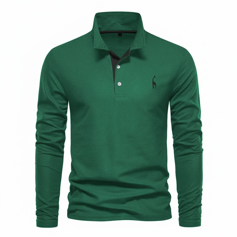 Modern men's slim fit long sleeve polo shirt for a sleek look. Offers comfort & style for daily wear.