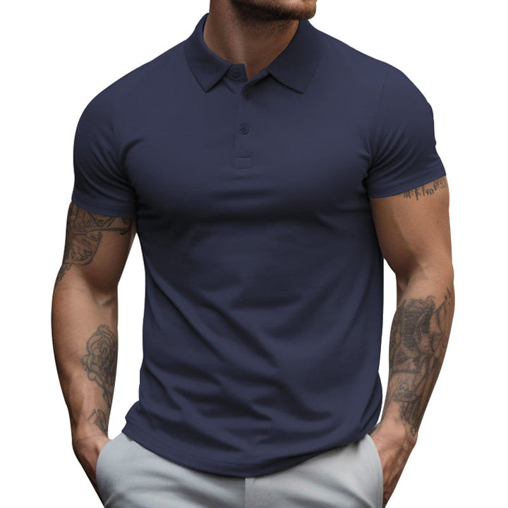 Comfortable men's short sleeve polo, a slim-fit athletic top for summer activities.