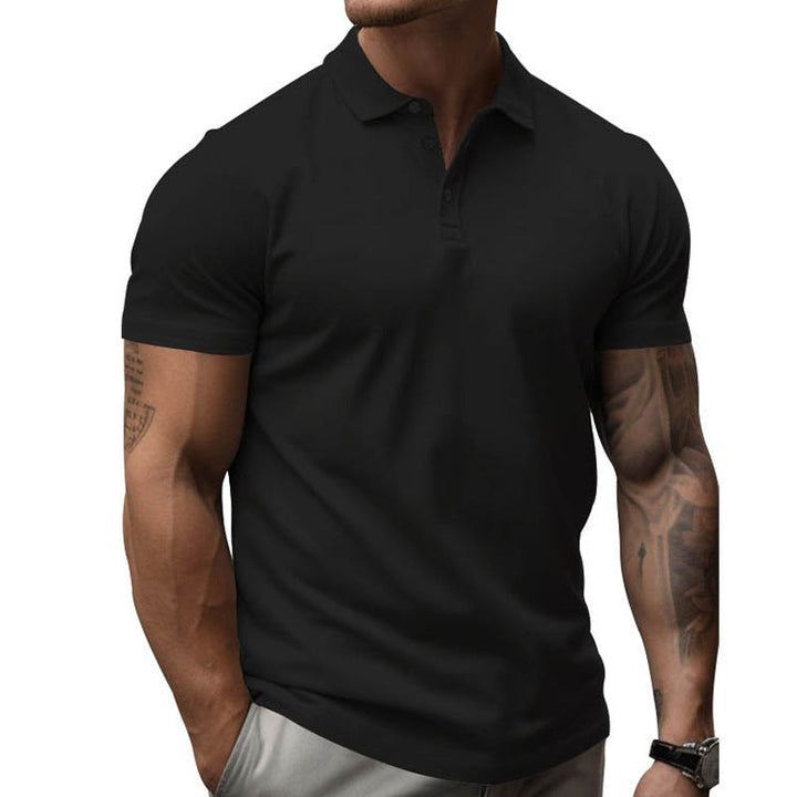 Back view: Men's short sleeve performance polo, designed for men's summer fashion.