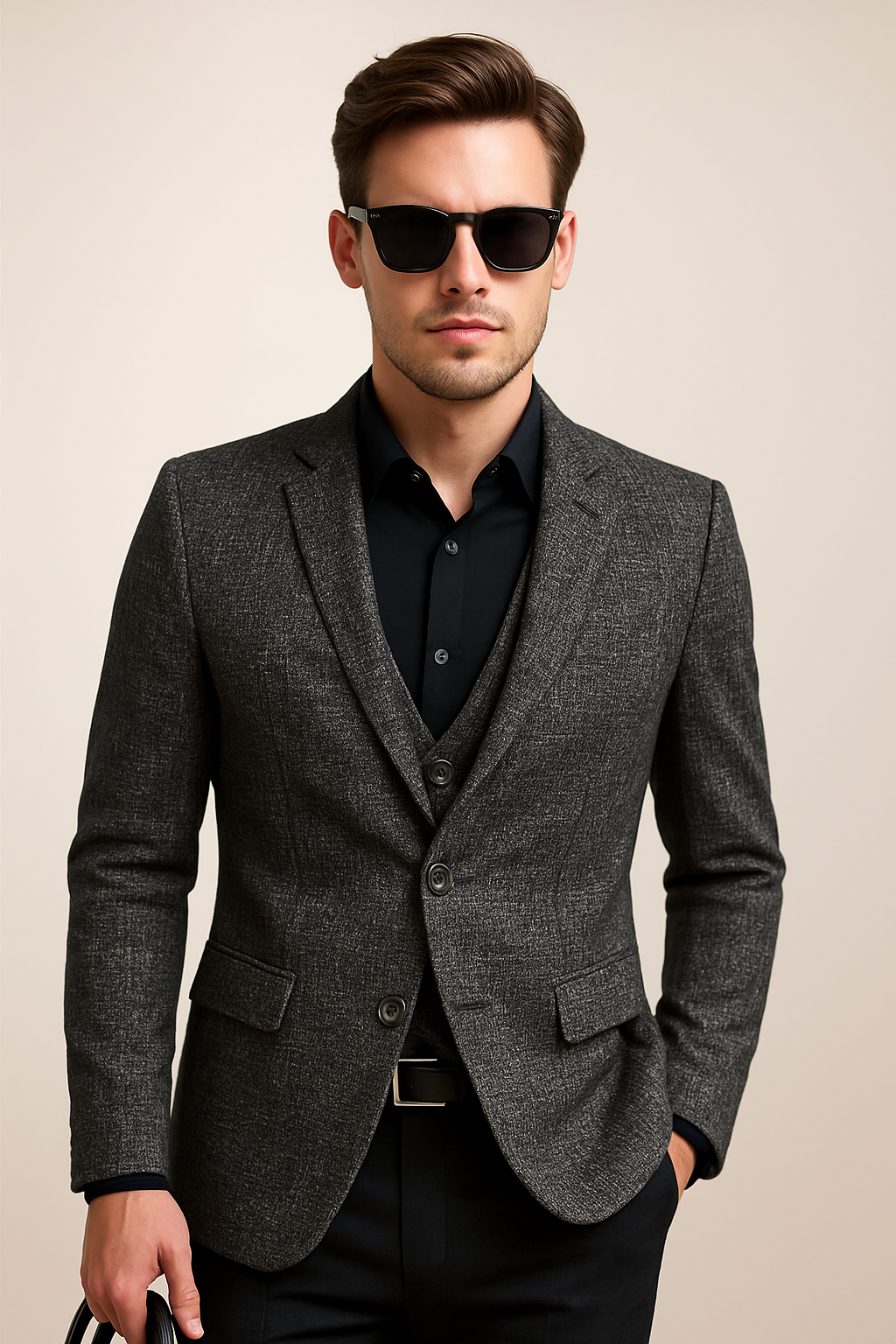 Stylish men's spring blazer, slim fit, great as a casual jacket for versatile smart-casual looks.