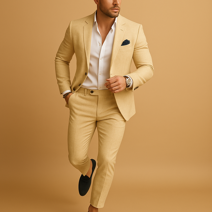 Versatile men's slim fit suit for formal wear, business meetings, wedding celebrations, or event fashion.