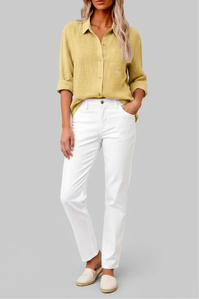 Relaxed fit men's short sleeve button-up shirt in solid color, comfortable for casual occasions.