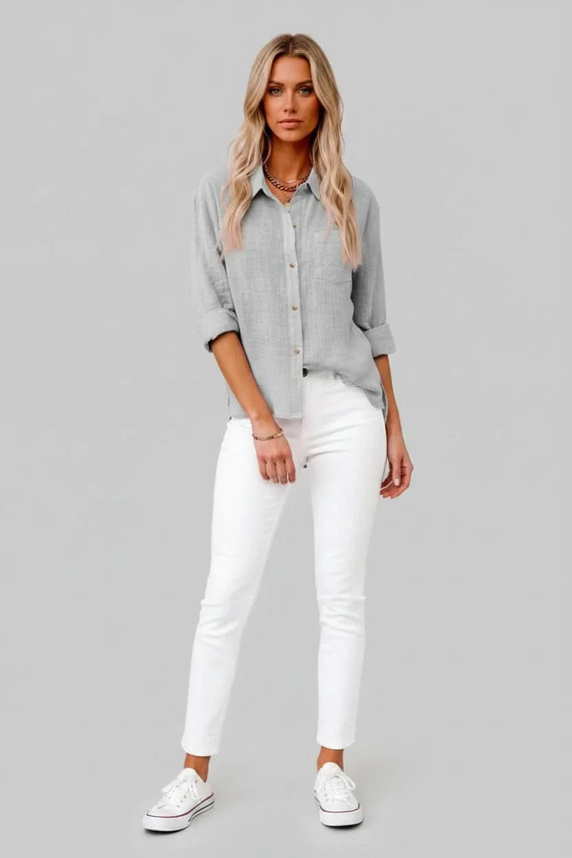 Men's solid casual button-up, short sleeve, lightweight, breathable, versatile for summer fashion.
