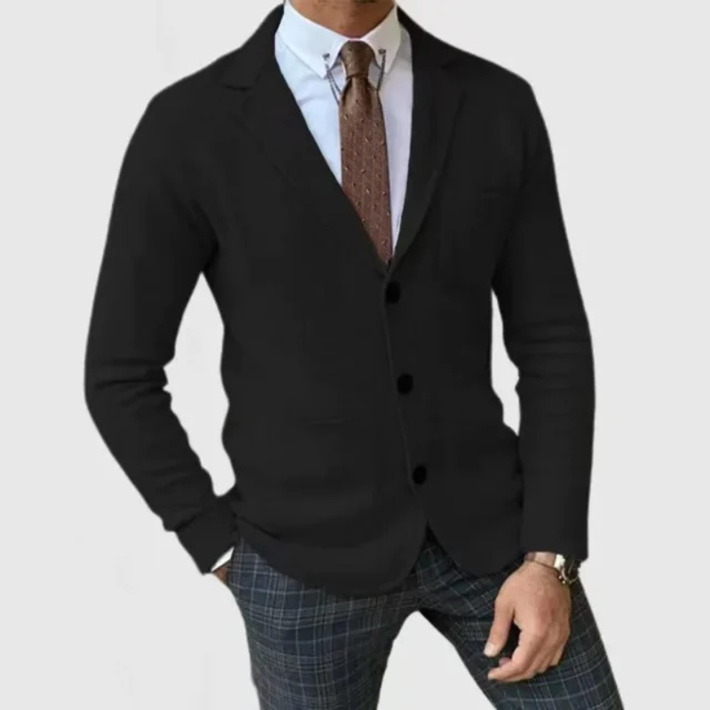 Versatile men's button-front blazer with a classic notch lapel for stylish business attire.