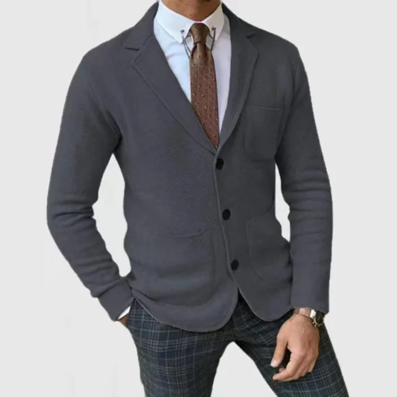 Professional men's tailored blazer jacket, featuring a sophisticated notch lapel design.
