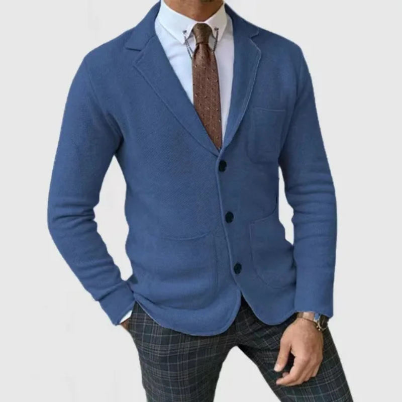 High-quality men's button-front blazer with a sleek notch lapel for modern business looks.