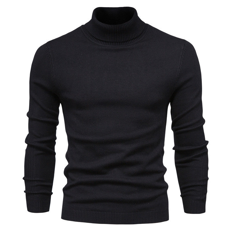 Comfortable men's long sleeve ribbed turtleneck sweater, ideal for winter style. Fitted for a smart casual look.