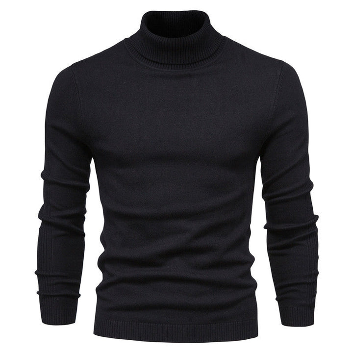 Comfortable men's long sleeve ribbed turtleneck sweater, ideal for winter style. Fitted for a smart casual look.