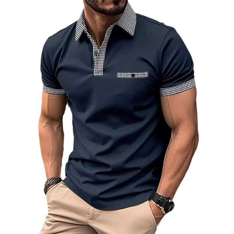Men's sporty checkered polo shirt, ideal for golf & casual summer wear. Short sleeve, modern fit men's top.