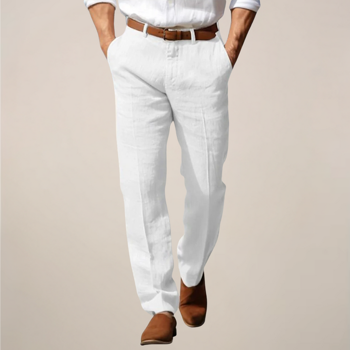Modern fit men's straight-leg trousers. Comfortable and stylish pants, perfect for everyday casual and smart casual wear.