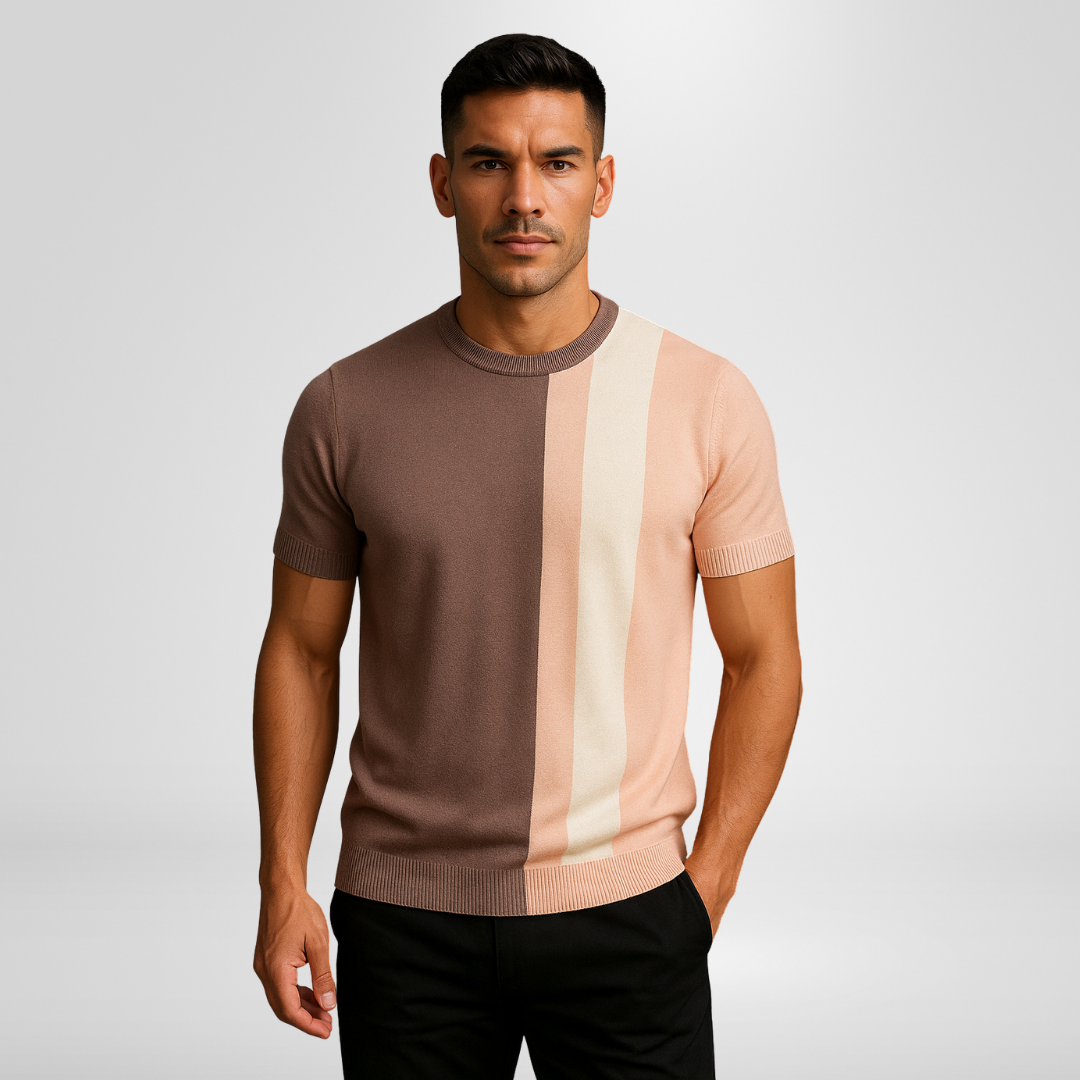 Versatile men's color block crewneck sweater, a stylish long sleeve pullover for everyday casual fashion.